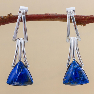 Lapis lazuli dangle earrings, Distant Mountains