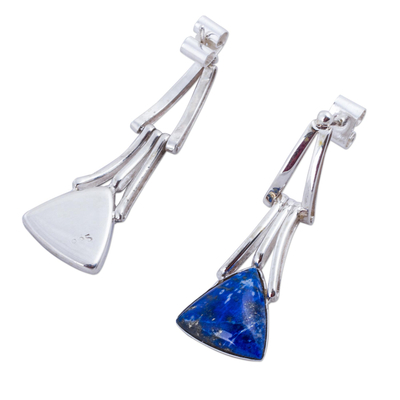 Ohrhänger aus Lapislazuli - Lapislazuli Sterling Silber Dreieck Ohrhänger Peru