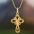 Gold plated filigree pendant necklace, 'Christian Hope' - Gold Plated Sterling Silver Filigree Pendant Necklace Peru thumbail