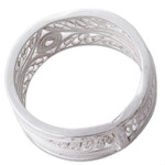 Silver filigree band ring, 'Heart of the Star' - 950 Silver Ornate Filigree Band Ring from Peru