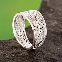 Featured review for Silver filigree band ring, Three Waves