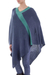 Knit poncho, 'Twilight' - Peruvian Knit Bohemian Drape Poncho in Blue and Green (image 2a) thumbail