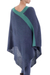 Knit poncho, 'Twilight' - Peruvian Knit Bohemian Drape Poncho in Blue and Green (image 2c) thumbail