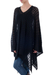 Baby alpaca blend poncho, 'Beautiful Shadow' - Black Bohemian Style One Size Fits Most Poncho from Peru (image 2b) thumbail