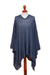 Poncho, 'Indigo Shadow' - Blue Bohemian Style One Size Fits Most Poncho from Peru thumbail