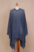 Poncho, 'Indigo Shadow' - Blue Bohemian Style One Size Fits Most Poncho from Peru (image 2d) thumbail