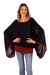 Baby alpaca blend sweater, 'Black Burgundy Dance' - Peruvian Knit Bohemian Sweater in Black and Burgundy