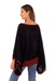 Baby alpaca blend sweater, 'Black Burgundy Dance' - Peruvian Knit Bohemian Sweater in Black and Burgundy (image 2f) thumbail