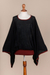 Baby alpaca blend sweater, 'Black Burgundy Dance' - Peruvian Knit Bohemian Sweater in Black and Burgundy