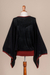 Baby alpaca blend sweater, 'Black Burgundy Dance' - Peruvian Knit Bohemian Sweater in Black and Burgundy (image 2i) thumbail