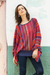 Striped kimono sleeve sweater, 'Cuzco Dance' - Peruvian Knit Bohemian Drape Sweater in Multicolor Pattern (image 2c) thumbail