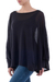 Cotton blend sweater, 'Night Breeze' - Soft Knit Bohemian Style Black Drape Sweater from Peru (image 2b) thumbail