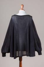 Cotton blend sweater, 'Night Breeze' - Soft Knit Bohemian Style Black Drape Sweater from Peru