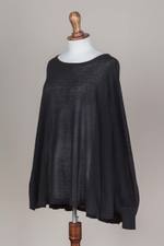 Cotton blend sweater, 'Night Breeze' - Soft Knit Bohemian Style Black Drape Sweater from Peru