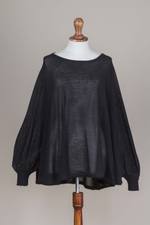 Cotton blend sweater, 'Night Breeze' - Soft Knit Bohemian Style Black Drape Sweater from Peru
