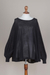 Cotton blend sweater, 'Night Breeze' - Soft Knit Bohemian Style Black Drape Sweater from Peru (image 2f) thumbail