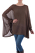Cotton blend sweater, 'Desert Breeze' - Soft Knit Bohemian Style Brown Drape Sweater from Peru thumbail