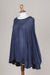 Cotton blend sweater, 'Ocean Breeze' - Soft Knit Bohemian Style Navy Blue Drape Sweater from Peru