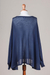 Cotton blend sweater, 'Ocean Breeze' - Soft Knit Bohemian Style Navy Blue Drape Sweater from Peru (image 2f) thumbail