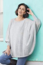 Cotton blend sweater, 'Mountain Breeze' - Soft Knit Bohemian Style Grey Drape Sweater from Peru