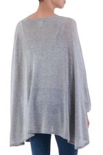 Cotton blend sweater, 'Mountain Breeze' - Soft Knit Bohemian Style Grey Drape Sweater from Peru