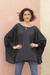 Cotton blend sweater, 'Charcoal Breeze' - Soft Knit Bohemian Style Charcoal Drape Sweater from Peru (image 2b) thumbail