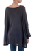 Cotton blend sweater, 'Charcoal Breeze' - Soft Knit Bohemian Style Charcoal Drape Sweater from Peru