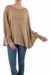 Cotton blend sweater, 'Coastal Breeze' - Soft Knit Bohemian Style Light Tan Drape Sweater from Peru thumbail
