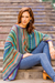Striped kimono sleeve sweater, 'Lima Dance' - Bohemian Knit Sweater from Peru in Turquoise Stripes