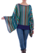 Striped kimono sleeve sweater, 'Lima Dance' - Bohemian Knit Sweater from Peru in Turquoise Stripes thumbail