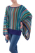 Striped kimono sleeve sweater, 'Lima Dance' - Bohemian Knit Sweater from Peru in Turquoise Stripes (image 2b) thumbail