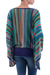 Striped kimono sleeve sweater, 'Lima Dance' - Bohemian Knit Sweater from Peru in Turquoise Stripes