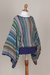 Jersey manga kimono rayas - Suéter de Punto Bohemio de Perú en Rayas Turquesa