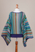 Striped kimono sleeve sweater, 'Lima Dance' - Bohemian Knit Sweater from Peru in Turquoise Stripes (image 2f) thumbail