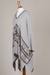 Cotton blend poncho, 'Memories Past' - Bohemian Poncho in Brown and White Stripes from Peru (image 2f) thumbail