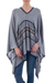 Cotton blend poncho, 'Memories Past in Blue' - Bohemian Poncho in Blue Geometric Pattern from Peru (image 2a) thumbail