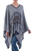Cotton blend poncho, 'Memories Past in Blue' - Bohemian Poncho in Blue Geometric Pattern from Peru (image 2c) thumbail