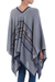 Cotton blend poncho, 'Memories Past in Blue' - Bohemian Poncho in Blue Geometric Pattern from Peru (image 2d) thumbail
