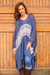 Cotton blend poncho, 'Blue Inca' - Woven Navy Blue Patterned Poncho from Peru (image 2) thumbail