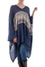 Cotton blend poncho, 'Blue Inca' - Woven Navy Blue Patterned Poncho from Peru (image 2a) thumbail