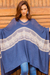 Cotton blend poncho, 'Blue Inca' - Woven Navy Blue Patterned Poncho from Peru (image 2b) thumbail