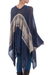 Cotton blend poncho, 'Blue Inca' - Woven Navy Blue Patterned Poncho from Peru (image 2d) thumbail