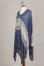 Cotton blend poncho, 'Blue Inca' - Woven Navy Blue Patterned Poncho from Peru (image 2f) thumbail