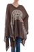 Cotton blend poncho, 'Brown Inca' - Woven Dark Brown Poncho with Stripe from Peru (image 2a) thumbail