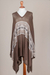 Cotton blend poncho, 'Brown Inca' - Woven Dark Brown Poncho with Stripe from Peru (image 2f) thumbail