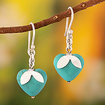 Sterling Silver Reconstituted Turquoise Dangle Earrings Peru, 'Sky Blue Hearts'