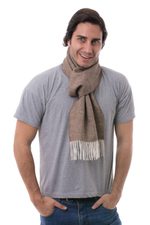 Men's 100% baby alpaca scarf, 'Lovely Chestnut' - Men's Brown 100% Baby Alpaca Wool Scarf from Peru