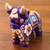 Ceramic figurine, 'Purple Pucara Bull' - Purple Floral Painted Ceramic Bull Sculpture from Peru thumbail