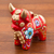 Ceramic figurine, 'Red Pucara Bull' - Red Painted Ceramic Bull Folk Art Sculpture thumbail