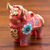 Ceramic figurine, 'Big Pink Pucara Bull' - Pink Painted Ceramic Bull Sculpture Floral Motif from Peru thumbail